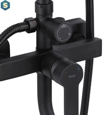 Душевая система Rea Argus black с изливом REA-P2389, Черный матовый
