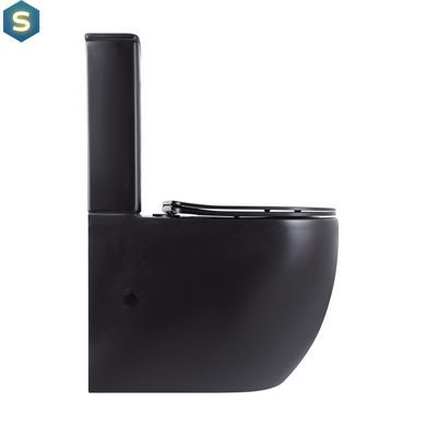 Унитаз напольный Qtap Robin Ultra Quiet безободковый с сиденьем Soft-Close Black matt QT13226083AMB, Черный матовый