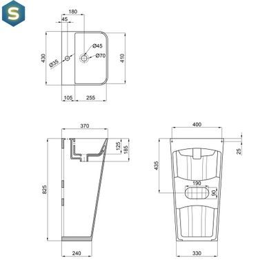 Умывальник напольный Qtap Tern 440х380х830mm White QT1711G302WN, Белый