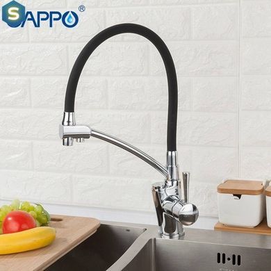 Смеситель для кухни с подключением фильтра черный/хром шпилька &Oslash;35 Gappo 1/8 G4398-11, Хром