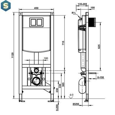 Комплект инсталляция Sanit Ineo Plus 90.733.00.S004 с унитазом Globo 4all MDS03BI с сидением Soft Close, Хром