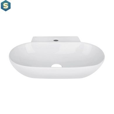 Умывальник Qtap Cardinal подвесной/накладной овальный 565х400х130 мм White + донный клапан PU02, Белый