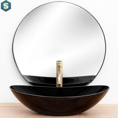Умивальник Rea Royal 60 black накладний чорний REA-U0445, Чорний/золото