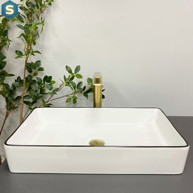 Умывальник (раковина) VBI TRIEST WHITE BLACK EDGE накладной, Белый