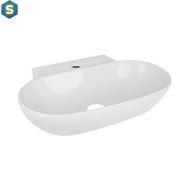 Умывальник Qtap Cardinal подвесной/накладной овальный 565х400х130 мм White + донный клапан PU02, Белый