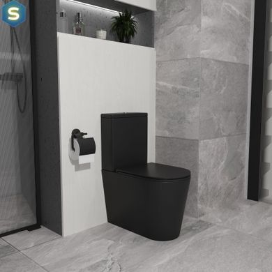 Унитаз-компакт Koller Pool Grace с сиденьем Soft Close черный матовый GR-0650-RQ-C-MB+GR-0650-RQ-T-MB, Черный матовый