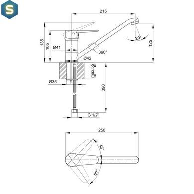 Змішувач для кухні Lidz (CRM)-14 34 002 00, Хром