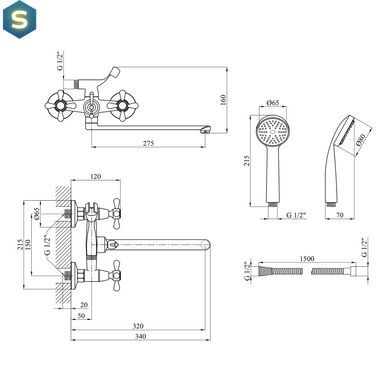 Змішувач для ванної Agua Toledo-C074 CV018083, Хром