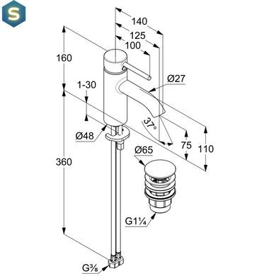 Змішувач для умивальника Kludi Bozz 75 DN 15 382660576