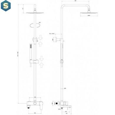 Душова система Paffoni Blu ZCOL 632 NO, Черный матовый