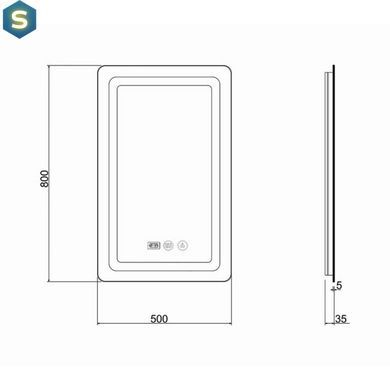 Зеркало Qtap Mideya с антизапотеванием (DC-F911) 500х800 QT2078F911W, Белый