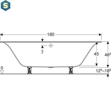Ванна акрилова Geberit Soana Duo 180x80 554.004.01.1 + ніжки, Білий