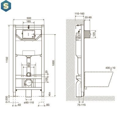 Инсталляция для унитаза Imprese i-Frame 3в1 (инсталляция, крепления, клавиша i5900C) хром i9120C, Хром