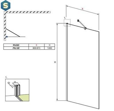 Шторка для ванны Radaway Classic PNJ 80 см стекло прозрачное 211080-001