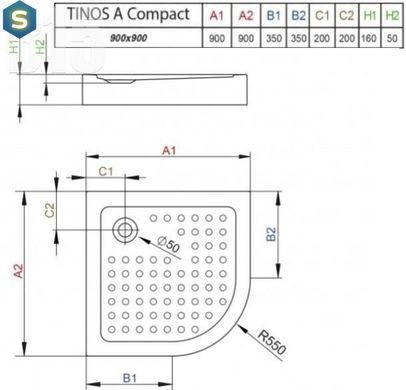 Душевой поддон Radaway Tinos A Compact 90x90 S4TIA9090-08