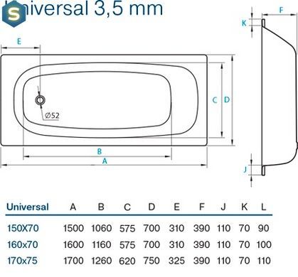 Ванна сталева Koller Pool Universal 160x70 B60HAH00E