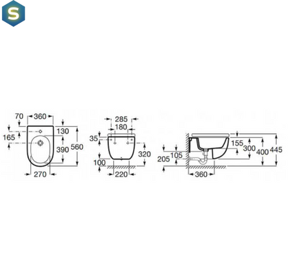 Биде подвесное Roca Meridian New A357248000, Белый