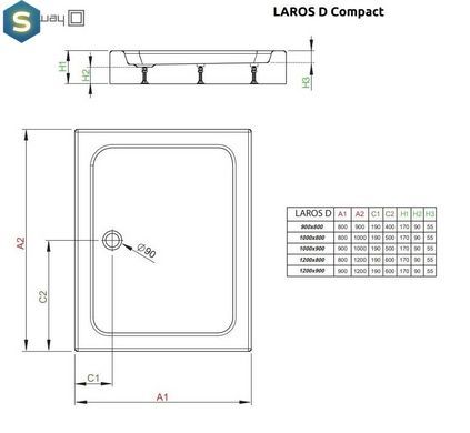 Душовий піддон Radaway Laros D 120 x 80 SLD81217-01
