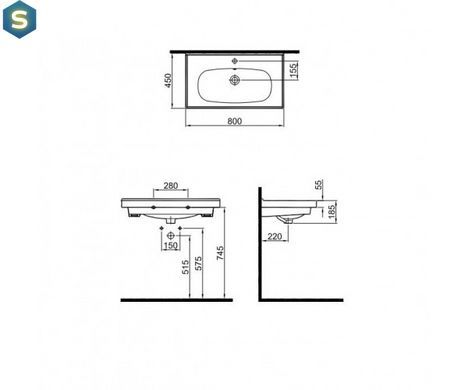 Умивальник Sanwerk "Basics" 100 (UV0000145), Білий