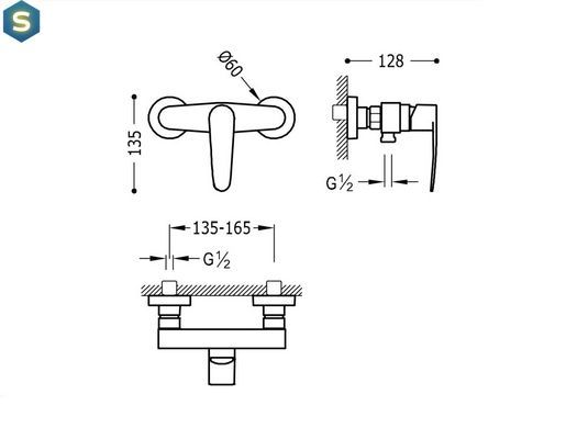 Смеситель для душа Tres Flat 20416701, Хром