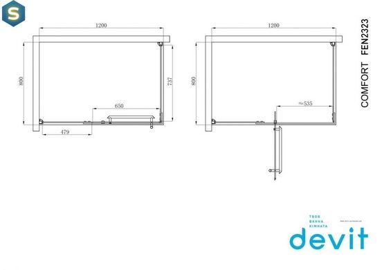 Душова кабіна Devit Comfort FEN2323 прямокутна 120х80 см, Хром, прозорий, хром