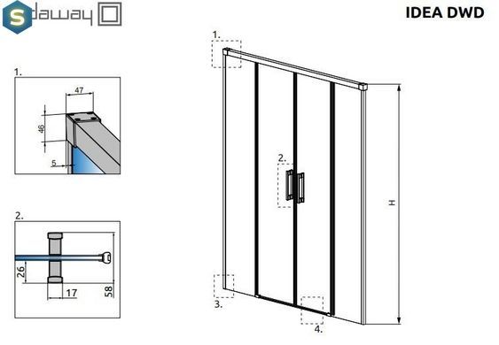 Душевая дверь Radaway Idea DWD 190 см 387129-01-01