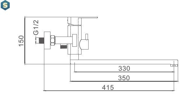 Смеситель для ванны нержавейка длинный гусак &Oslash;35 Frap 1/8 F22805 (H805), Нержавеющая сталь