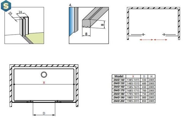 Душевая дверь Radaway Idea DWD 190 см 387129-01-01