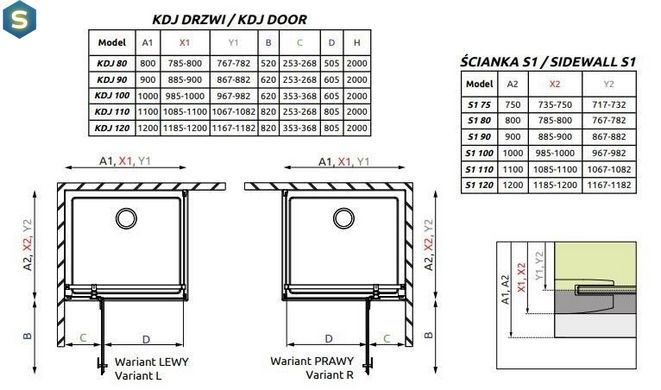 Душова кабіна Radaway Essenza New Black KDJ 110Lx75x200 385041-54-01L+384049-54-01