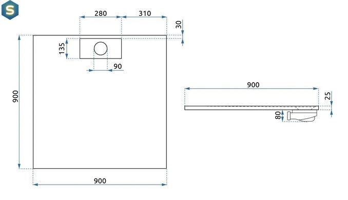 Душевой поддон Rea Bazalt 90x90 black REA-K3307, Черный матовый