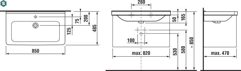 Умывальник Jika Cubito 85x48 H8104260001041, Белый