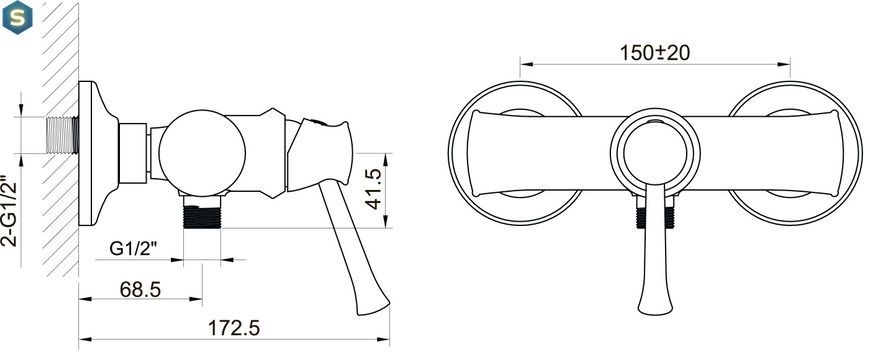 Смеситель для душа Imprese Podzima Zrala ZMK02170808, Черный/золото