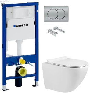 Інсталяція Geberit Duofix 458.103.00.1 з клавішею Delta01 хром матовий + Унітаз підвісний Volle Amadeus M 13-06-055M із сидінням Soft Close