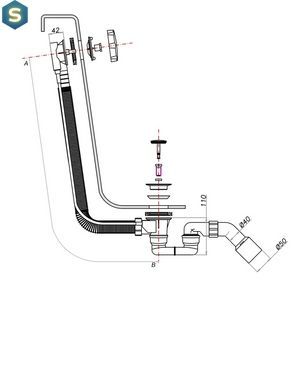 Сифон для ванни Omnires CGS TK104-PLUS-3.01+64-SCR