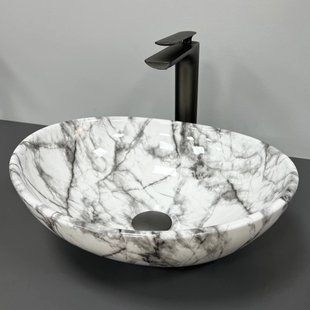 Умивальник (раковина) VBI PARMA STATUARIO BLACK VEINS GLOSSY накладний, Каппучино