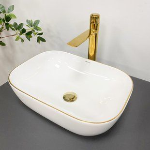 Умивальник (раковина) VBI RAVENNA WHITE GOLD EDGE накладний, Білий
