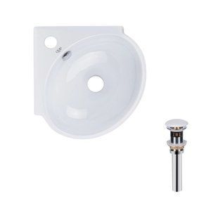Умывальник Qtap Leo N подвесной угловой овальный 380x360x130 мм White + донный клапан PU02O, Белый