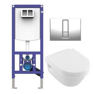Комплект инсталляция Sanit Ineo Plus 90.733.00..S00 с унитазом Villeroy&Boch Architectura 5684HR01 с сидением Soft Close, Хром
