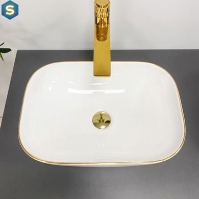 Умивальник (раковина) VBI RAVENNA WHITE GOLD EDGE накладний, Білий