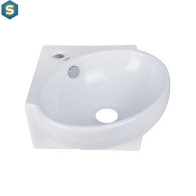 Умивальник Qtap Leo N підвісний угловая овальний 380x360x130 мм White + донний клапан PU02O, Білий