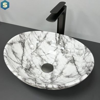 Умывальник (раковина) VBI PARMA STATUARIO BLACK VEINS GLOSSY накладной, Каппучино