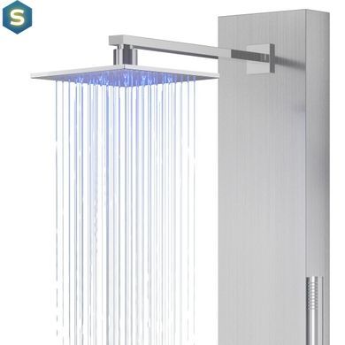 Душова панель Corsan Neo inox LED з термостатом S060TSLLED, Нержавіюча сталь