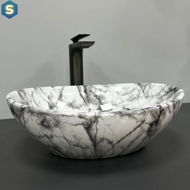 Умывальник (раковина) VBI PARMA STATUARIO BLACK VEINS GLOSSY накладной, Каппучино