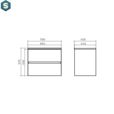 Тумба підвісна Koller Pool Neon Cube 700 (біла) з умивальником GLR 70 NC700BLP, Білий