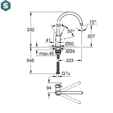 Змішувач для кухні Grohe QuickFix Start Classic 31553001, Хром