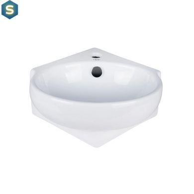 Умивальник Qtap Leo N підвісний угловая овальний 380x360x130 мм White + донний клапан PU02O, Білий