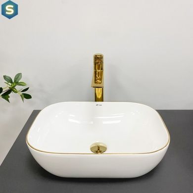 Умивальник (раковина) VBI RAVENNA WHITE GOLD EDGE накладний, Білий