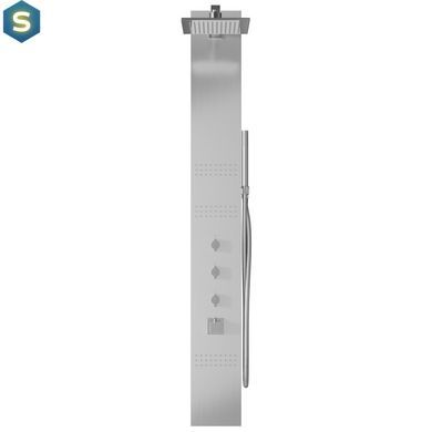 Душова панель Corsan Neo inox LED з термостатом S060TSLLED, Нержавіюча сталь