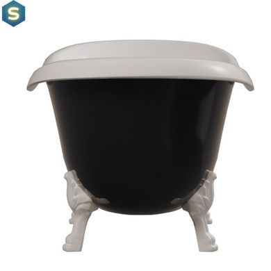 Ванна отдельностоящая матовая Amidicon Symphony 167x78 черная из литого камня белые ножки SYMFONIYA_167_BLACK_MAT, Черно-белый