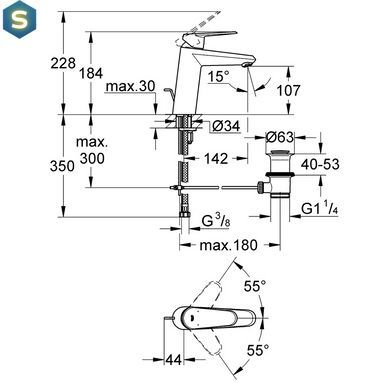 Змішувач для умивальника Grohe Eurodisc Cosmopolitan 23448002